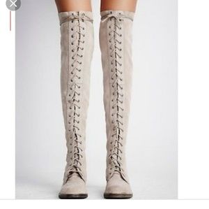 Free people thigh high lace up boot
